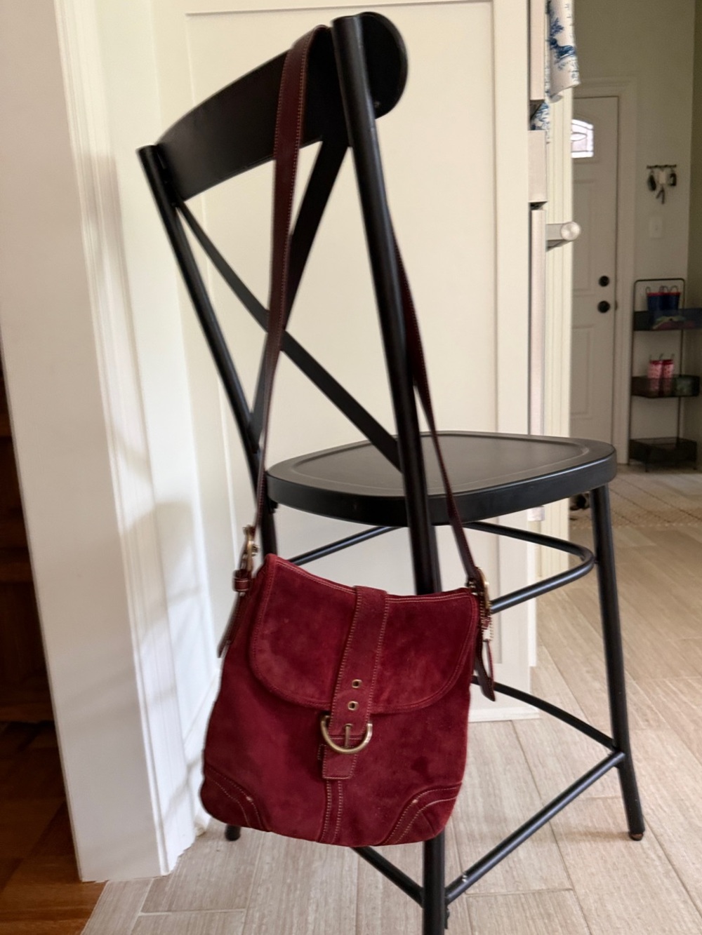 COACH Burgundy Suede Crossbody Bag - Classic Women’s Shoulder Bag 2004